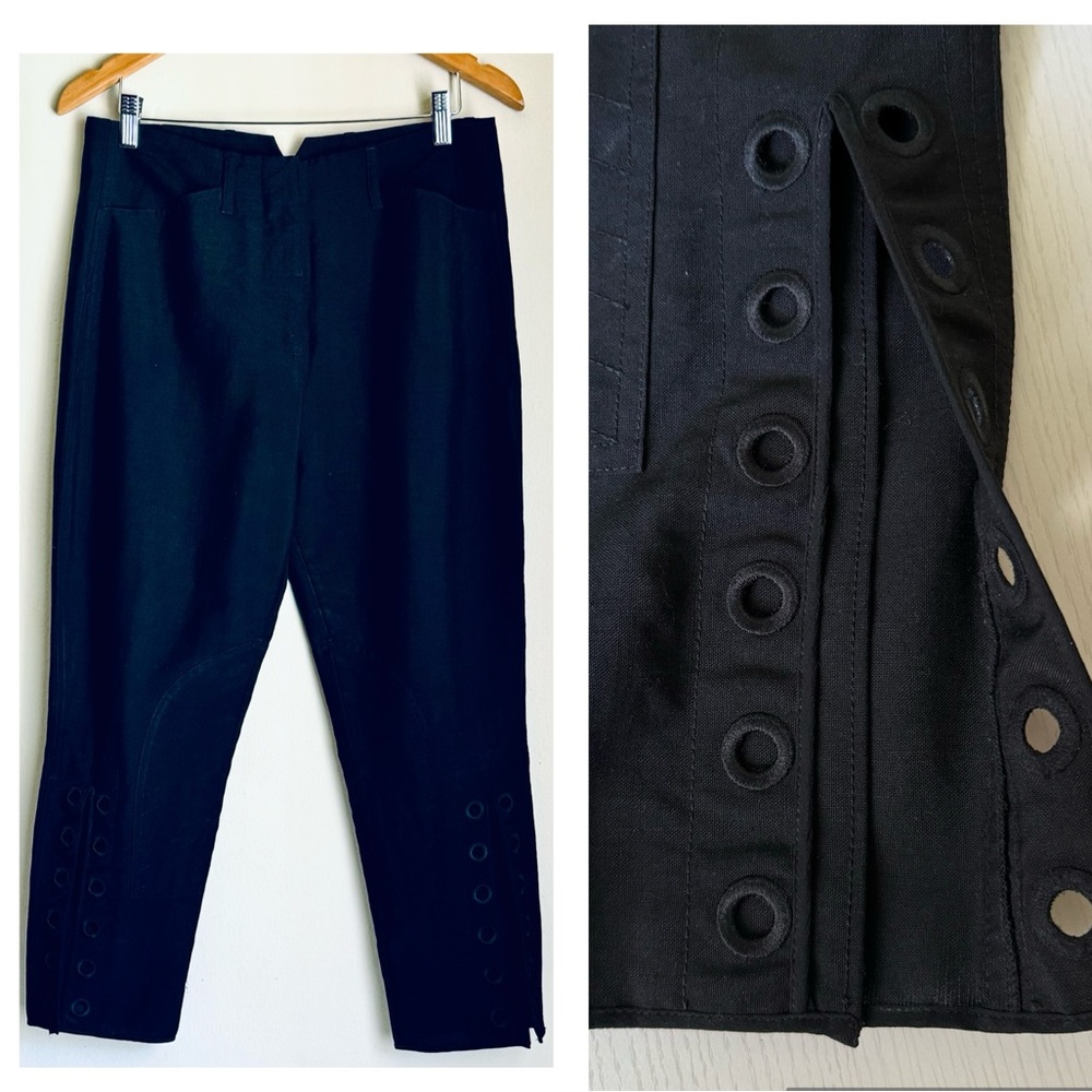 Fendi Trousers Cropped Mohair Wool Blend Slit Hem Size IT 42 US 6 in Black